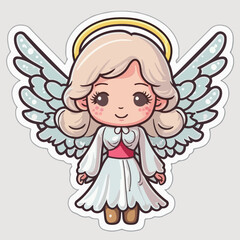 Christmas angel cartoon sticker, xmas wings angel stickers pack. New-year collection