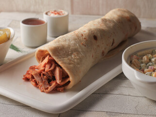 Delicious shawarma with a distinctive designable floor and text space