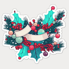 Christmas garland cartoon sticker, xmas omela . Multicolor