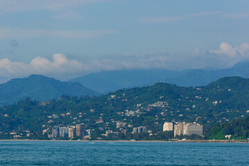 Fototapeta premium Amazing view of the Black Sea and distant hazy mountains