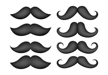 Set of mustache in flat style isolated