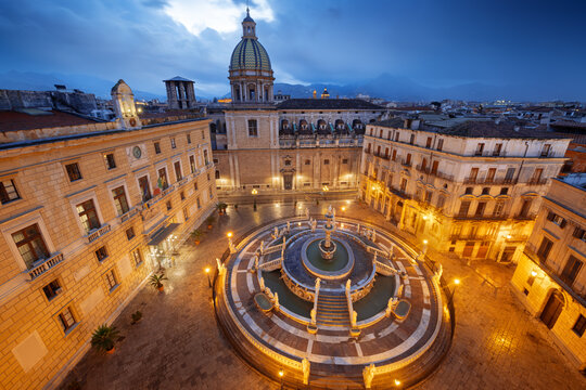 Palermo, Italy with the Praetorian Fountain