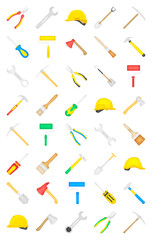 Set of tools isolated on white background