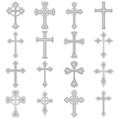 Fototapeta premium Set of Christian Cross isolated on white background