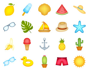 Set of cute summer holiday elements