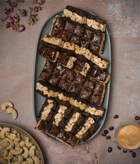 Assorted sweets with a beautiful geometric appearance, with a sophisticated background