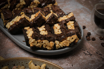 Assorted sweets with a beautiful geometric appearance, with a sophisticated background