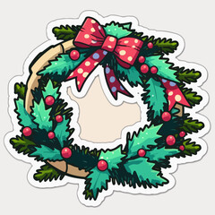 Christmas garland cartoon sticker, xmas cute omela stickers. Winter holidays