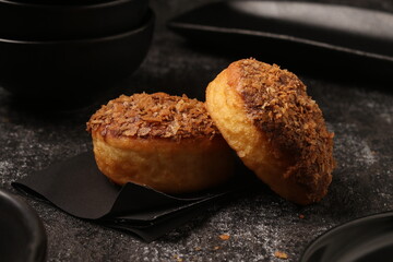 Delicious donut on a consistent ground and a distinctive product