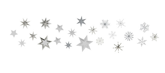 Snowflakes and bokeh lights on the blue Merry Christmas background. 3D render