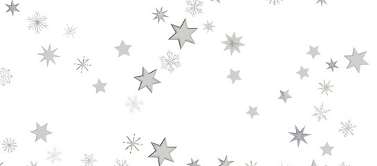 Snowflakes and bokeh lights on the blue Merry Christmas background. 3D render