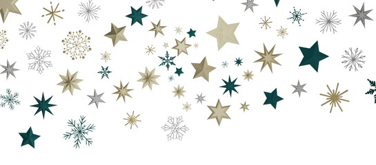 Snowflakes and bokeh lights on the blue Merry Christmas background. 3D render