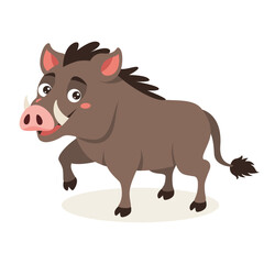 Cartoon Illustration Of A Wild Boar