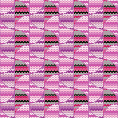 Hand drawn Tribal wave lines seamless pattern. Abstract zig zag mosaic tile ornament.