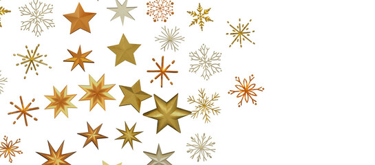 Abstract Gold Star Falling Soft Focus Background, 3D rendering.