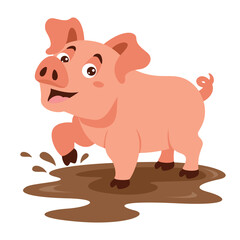 Obraz na płótnie Canvas Cartoon Illustration Of A Pig