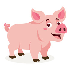 Cartoon Illustration Of A Pig
