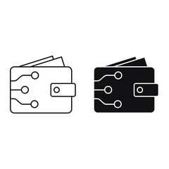 Digital wallet icon. illustration of symbol design for digital economy. Cryptocurrency concept.