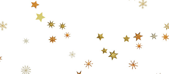 golden openwork shiny snowflakes, star, 3D rendering.