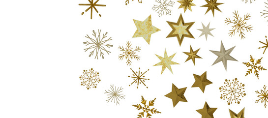 A gray whirlwind of golden snowflakes and stars. New