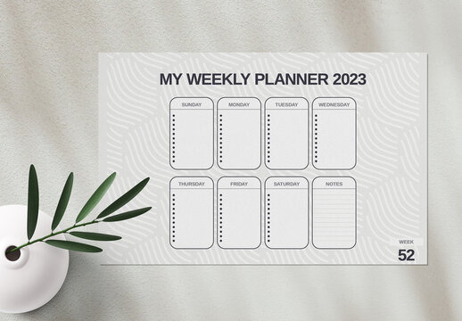 Weekly Desk Agenda Planner 2023 Layout