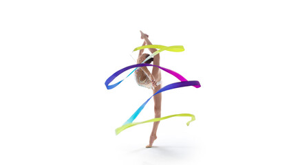 Rhythmic gymnast isolated on white