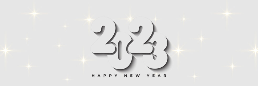 2023 new year logo text design. 2023 number design template. Calendar simple icon. Modern abstract banner. Vector graphic illustration isolated on white background Free Vector