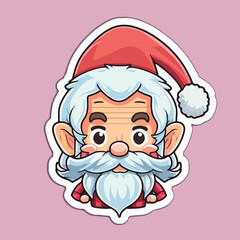 Obraz premium Christmas Santa cartoon sticker, xmas Santa stickers collection. Winter holidays