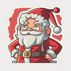 Christmas Santa cartoon sticker, xmas Santa stickers pack. Winter collection