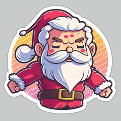 Christmas Santa cartoon sticker, xmas angry Santa stickers print. Winter collection