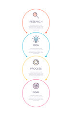 Vertical infographic design with icons and 4 options or steps. Thin line. Infographics business concept. Can be used for info graphics, flow charts, presentations, mobile web sites, printed materials.