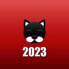 muzzle  of a black cat. new year 2023. vector - 546972623