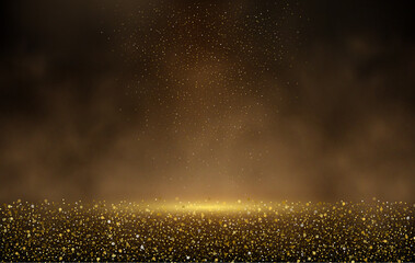 Abstract background. A golden glow with magical dust.