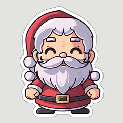 Sticker template with christmas santa,  xmas happy Santa stickers elements. New-year holidays