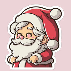 Sticker template with Santa Claus,  xmas joyful Santa printable stickers sheet. New-year holidays