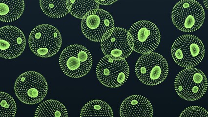 volvox algae 3d representation. Can be used to represent scientific research, photosynthetic organism or microbiology bacteria cell - obrazy, fototapety, plakaty