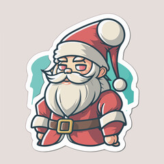 Christmas santa cartoon sticker, xmas Santa is angry stickers pack. New-year holidays