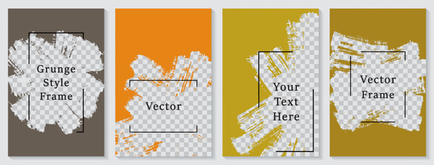 Brush stroke painted frame social media story post template set.