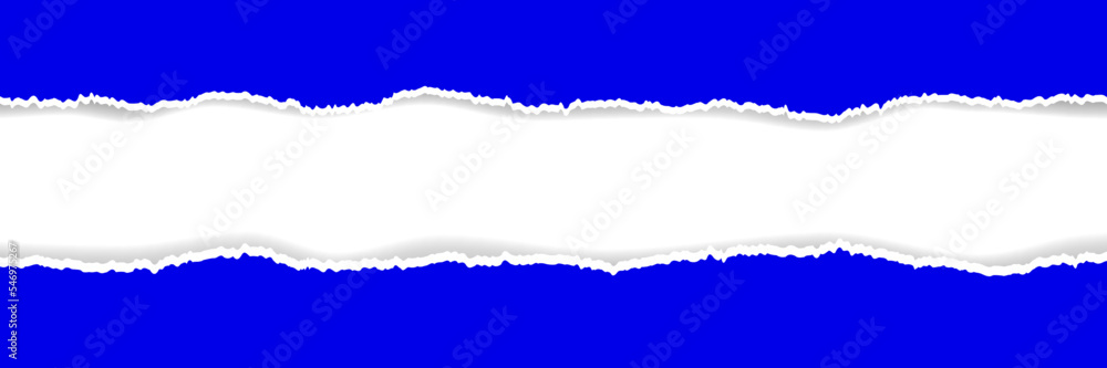 Poster horizontal torn blue paper for pattern and background.