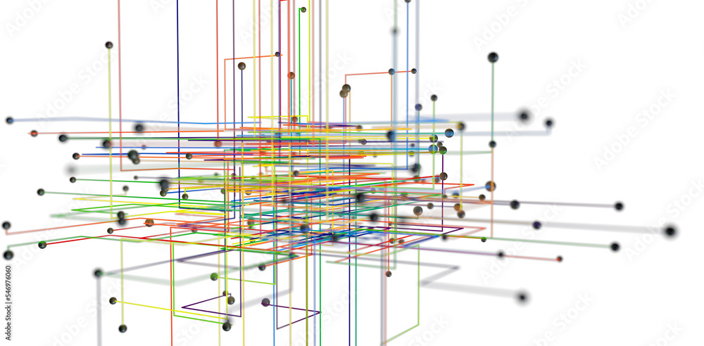 Aufkleber Futuristic geometric double data flow background with connecting dots and lines. Abstract digital