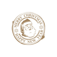 Christmas round stamp, with the silhouette of Santa Claus.