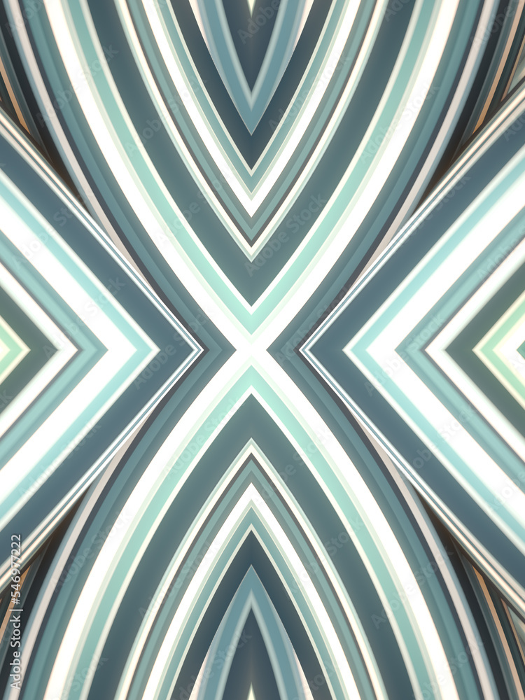 Poster Symmetrical wavy pattern with striped texture. Abstract art background. 3d rendering digital illustration