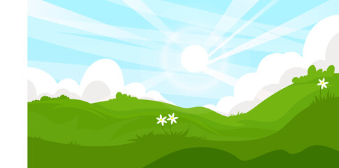 Obraz premium Natural landscape Cartoon vector illustration