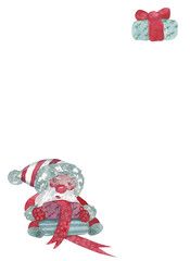 Santa Claus with gifts. Letter to Santa Claus. Isolated watercolor illustration for your design. Ideal for holiday decor, textiles and posters