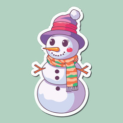 Christmas snowman sticker, xmas snowman in hat stickers elements. Winter collection