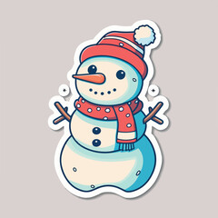 Christmas snowman sticker, xmas snowman in hat character stickers. Winter collection