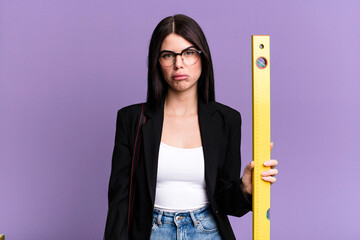 feeling sad and whiney with an unhappy look and crying. architect concept