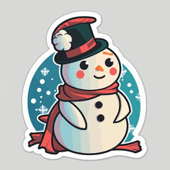 Sticker template with snowman,  xmas snowman stickers decoration. New-year collection