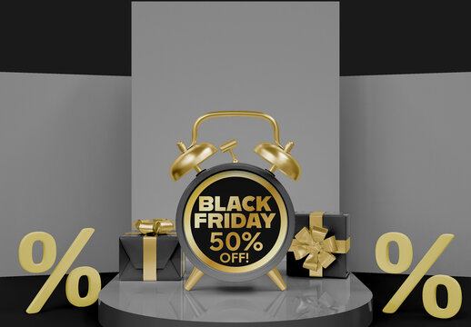 Black Friday with Alarm Clock Mockup