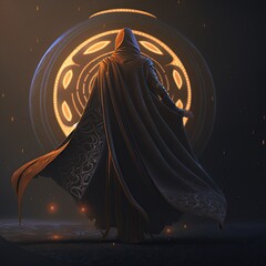 Ancient fantasy black magic cloak